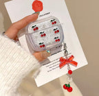 Red Cherry Silver Glitter Airpod Pre-Order Case With Cute Red Bow Hanging Mobile Case by CoverMeUp