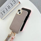 Protective Apple iPhone Back Cover - Luxury Leather iPhone Strap Case With Custom Name Initial Single Plain Golden Letter - Style 16