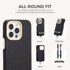 Protective Apple iPhone Back Cover - Luxury Leather iPhone Strap Case With Custom Name Initial Single Plain Golden Letter - Style 9