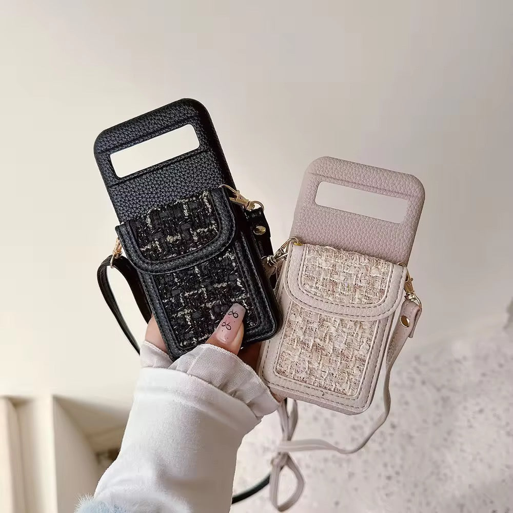 Google Pixel Leather Card Holder Bracelet Crossbody Strap Case
