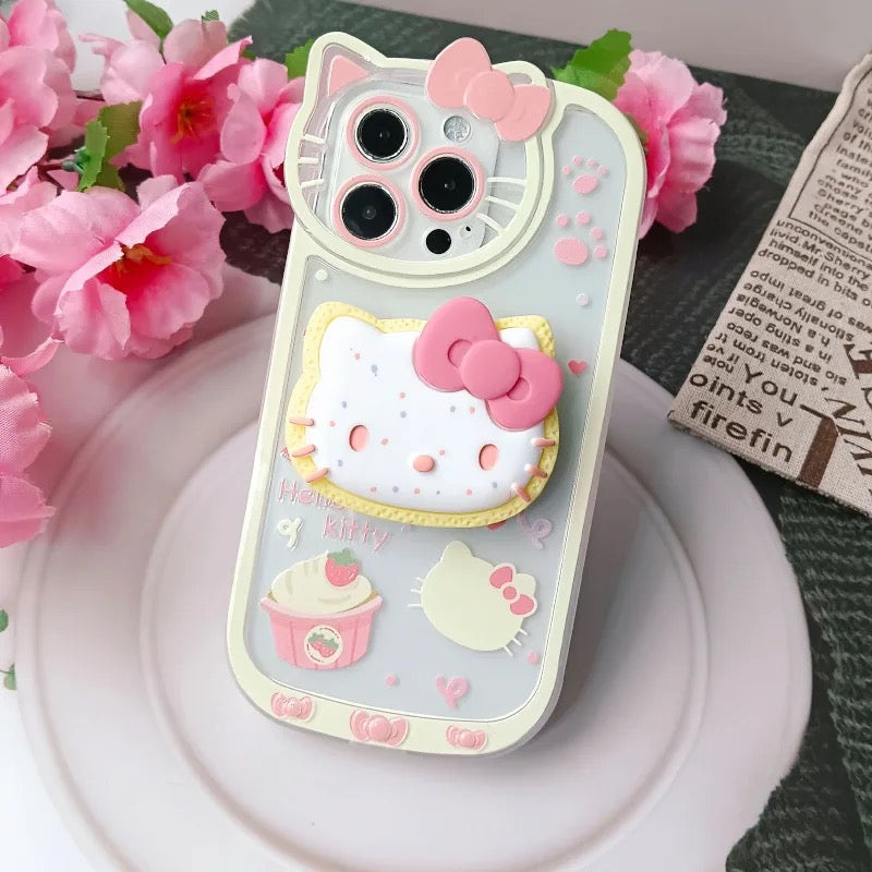 Protective Apple iPhone Back Cover - New 3D Cute Hello Kitty Phone Holder Transparent iPhone Soft Case