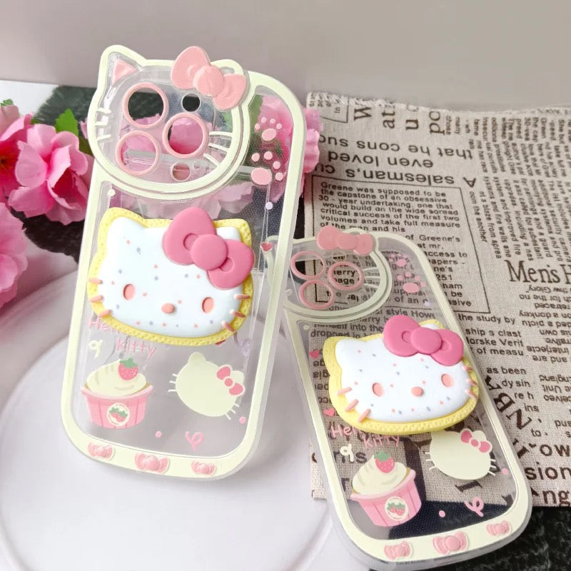 Protective Apple iPhone Back Cover - New 3D Cute Hello Kitty Phone Holder Transparent iPhone Soft Case - Style 3