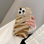Protective Apple iPhone Back Cover - New Golden Winkle 3D Glossy Textured iPhone Ripple Soft Silicone Case - Style 2
