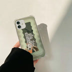 Protective Apple iPhone Back Cover - Green Wave Pattern Gradient Mirror iPhone Case - Style 4