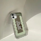 Protective Apple iPhone Back Cover - Green Wave Pattern Gradient Mirror iPhone Case - Style 2