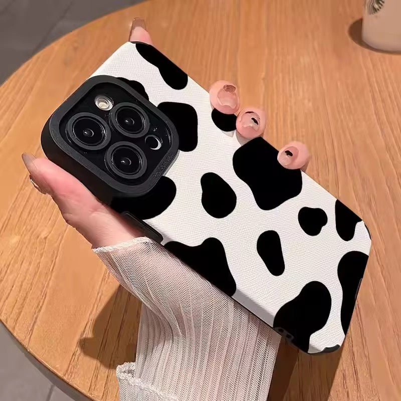 Protective Apple iPhone Back Cover - Cow Print Trendy iPhone Textured Silicone Case - Style 2