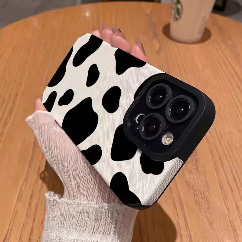 Protective Apple iPhone Back Cover - Cow Print Trendy iPhone Textured Silicone Case - Style 3