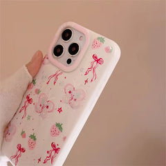 Pink Butterfly Strawberry Chain Bracelet Lanyard iPhone Case