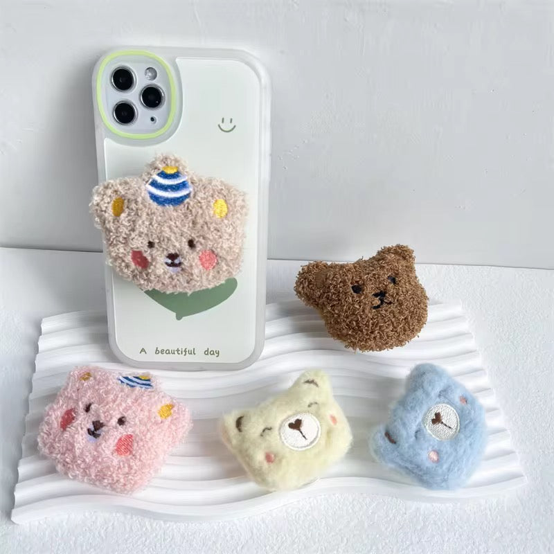 Cute Fur Bear 3D Gripper Phone Holder Bracket Mobile Case by CoverMeUp