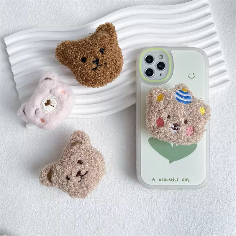 Cute Fur Bear 3D Gripper Phone Holder Bracket Mobile Case by CoverMeUp - Style 2