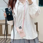 Protective Apple iPhone Back Cover - Pink Candy Crossbody Bracelet iPhone Soft Silicone Rubber Case - Style 2