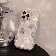 Pink Mirror Flower Floral Teddy Bear iPhone Case