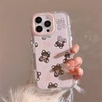 Protective Apple iPhone Back Cover - Pink Mirror Flower Floral Teddy Bear iPhone Case