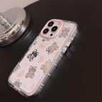 Protective Apple iPhone Back Cover - Pink Mirror Flower Floral Teddy Bear iPhone Case - Style 4