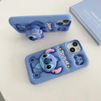 Protective Apple iPhone Back Cover - 3D Stitch iPhone Samsung Attached Phone Holder Stand Rubber Silicone Case - Style 2