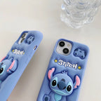Protective Apple iPhone Back Cover - 3D Stitch iPhone Samsung Attached Phone Holder Stand Rubber Silicone Case - Style 5