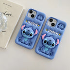 Protective Apple iPhone Back Cover - 3D Stitch iPhone Samsung Attached Phone Holder Stand Rubber Silicone Case - Style 6
