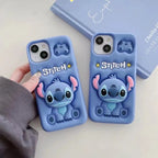 Protective Apple iPhone Back Cover - 3D Stitch iPhone Samsung Attached Phone Holder Stand Rubber Silicone Case - Style 4