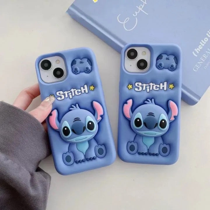Protective Apple iPhone Back Cover - 3D Stitch iPhone Samsung Attached Phone Holder Stand Rubber Silicone Case - Style 4