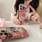 Protective Apple iPhone Back Cover - Retro Floral Flower Corduroy Fabric iPhone Case - Style 2