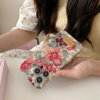 Protective Apple iPhone Back Cover - Retro Floral Flower Corduroy Fabric iPhone Case