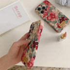 Protective Apple iPhone Back Cover - Retro Floral Flower Corduroy Fabric iPhone Case - Style 3