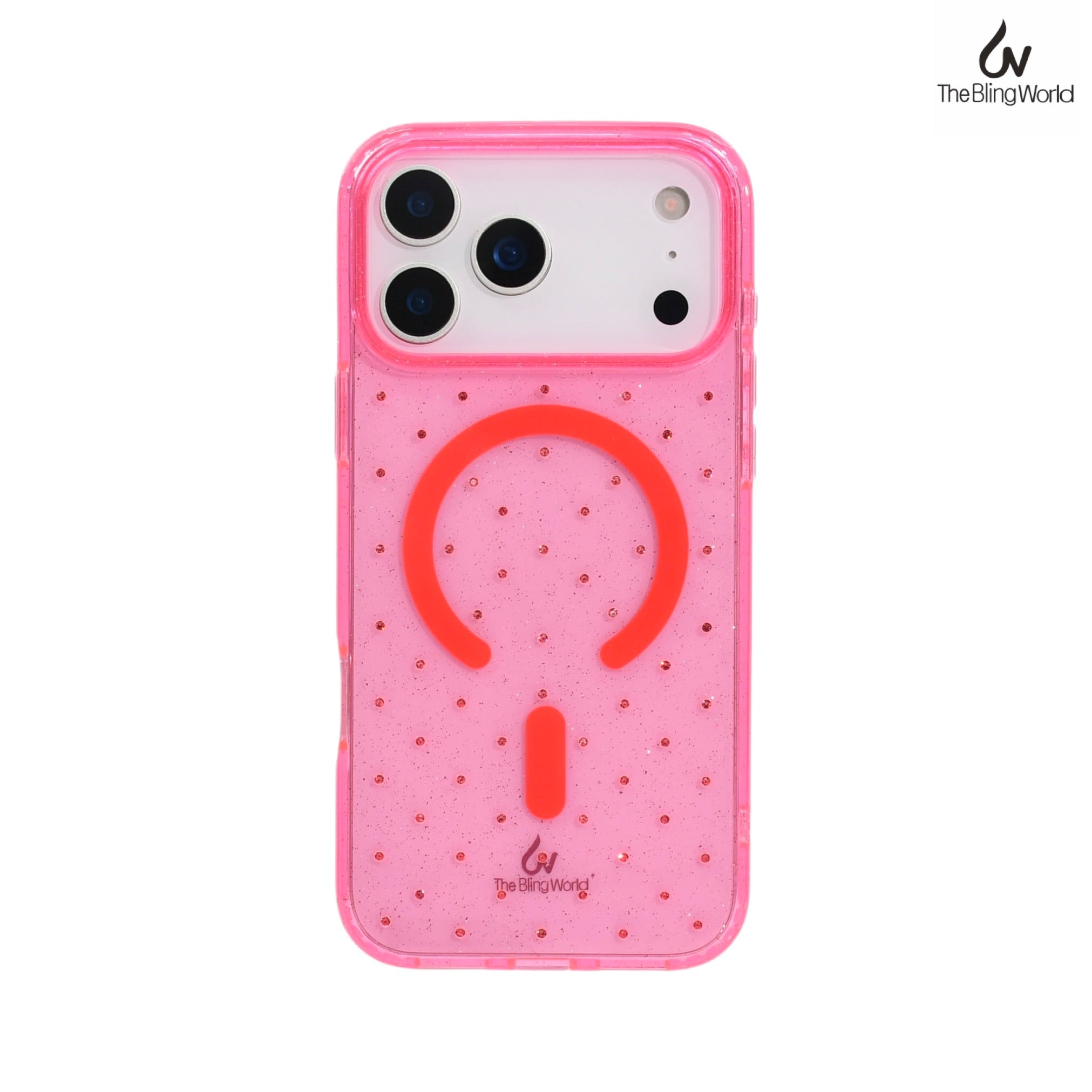 Bling World Transparent Swarovski Glitter Case for iPhone 17 Pro Max (Pink)