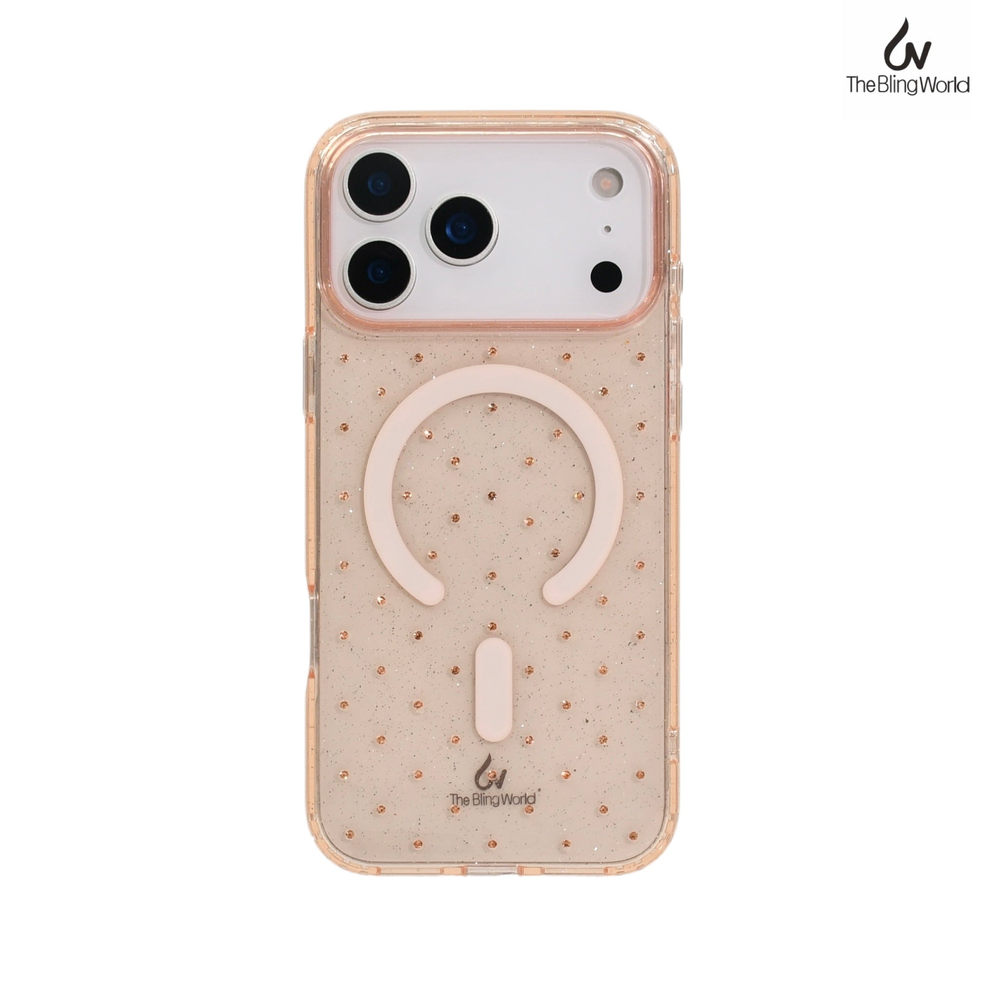 Protective Apple iPhone Back Cover - Bling World Transparent Swarovski Glitter Case for iPhone 17 Pro (Rose Gold)