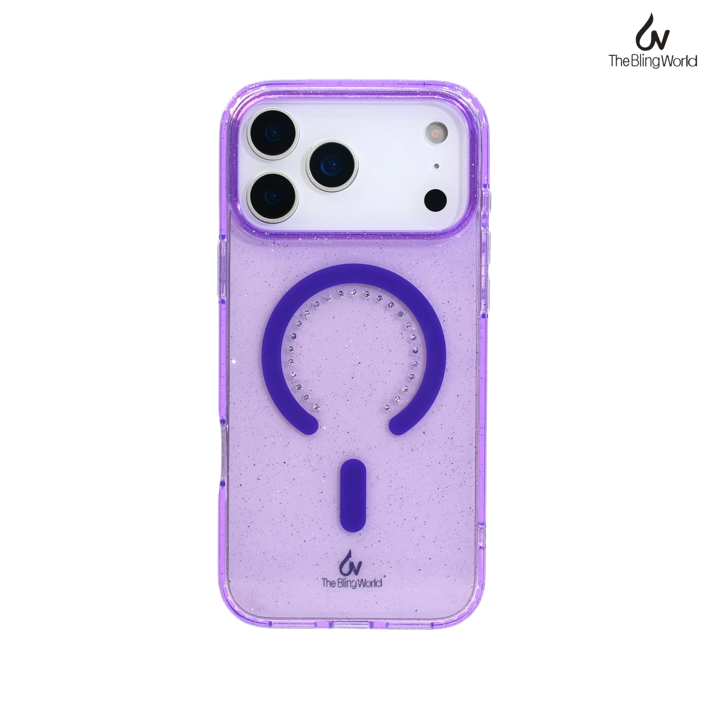 Bling World Transparent Swarovski Glitter Case for iPhone 17 Pro Max (Purple)