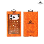 Protective Apple iPhone Back Cover - Floral Swarovski Bling World Glitter Case for iPhone 17 Pro (Orange) - Style 2