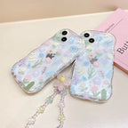 Protective Apple iPhone Back Cover - Cute Floral Flower Big Lanyard Bracelet Transparent iPhone Soft Case - Style 2