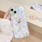 Protective Apple iPhone Back Cover - Cute Floral Flower Big Lanyard Bracelet Transparent iPhone Soft Case - Style 4