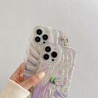 Protective Apple iPhone Back Cover - Luxury Laser Gradient Bracelet Lanyard iPhone Soft Case - Style 2
