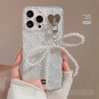 Protective Apple iPhone Back Cover - 3D Pearl Knot Sparkle Blue Bow Transparent iPhone Soft Case - Style 3