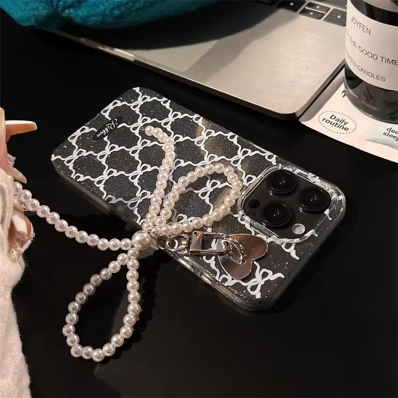 Protective Apple iPhone Back Cover - 3D Pearl Knot Sparkle Blue Bow Transparent iPhone Soft Case - Style 4