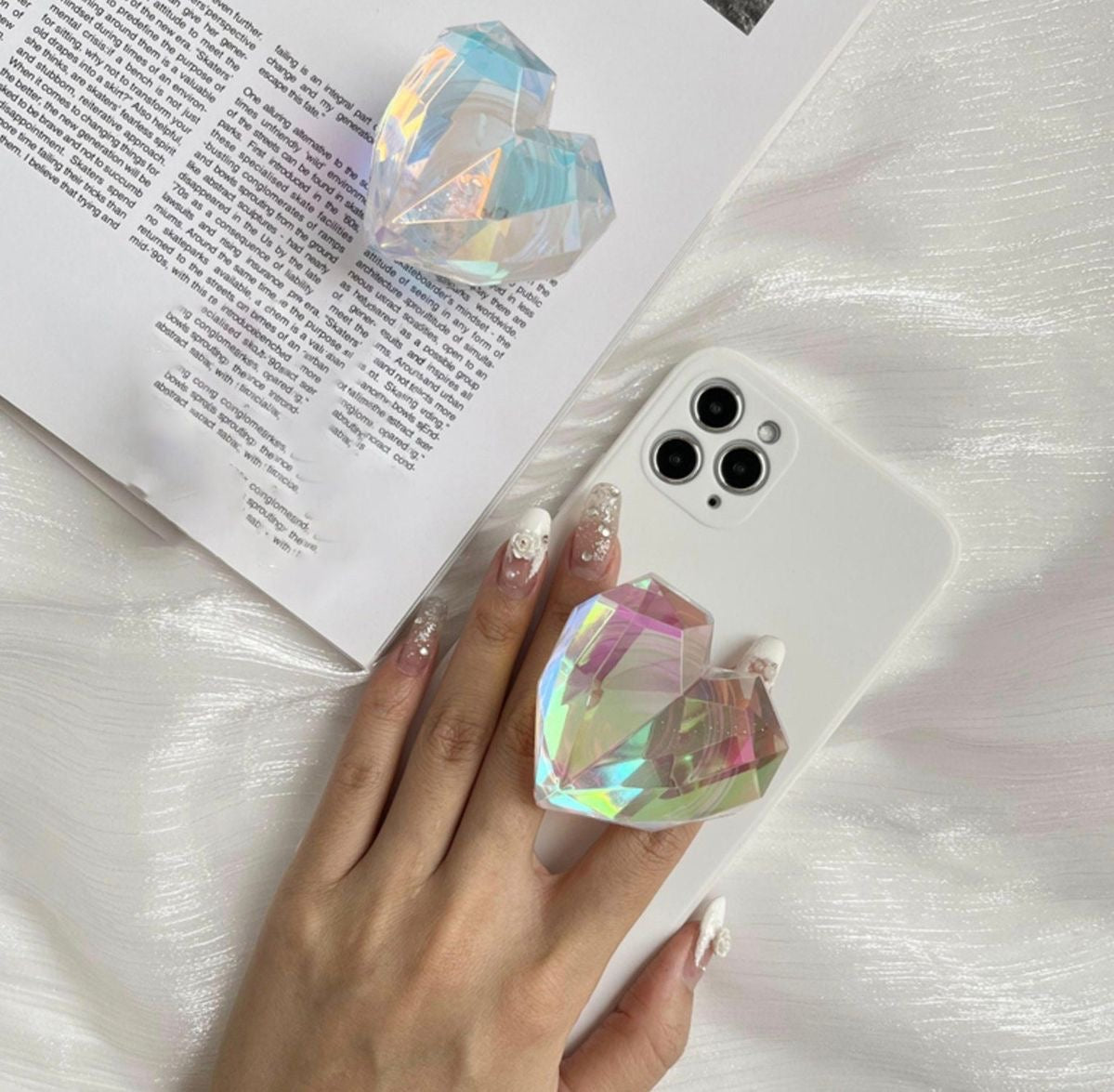 Heart Crystal Gripper Phone Holder Bracket Mobile Case by CoverMeUp - Style 3