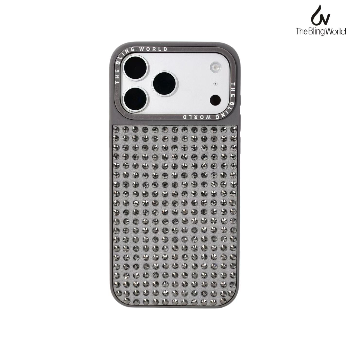 Protective Apple iPhone Back Cover - Bling World Swarovski Rhinestones Glitter Case for iPhone 17 Pro (Grey)