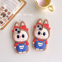 3D Labubu Luck Girl Bow Phone Holder Trending Shockproof Rubber Silicone iPhone Case