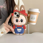 Protective Apple iPhone Back Cover - 3D Labubu Luck Girl Bow Phone Holder Trending Shockproof Rubber Silicone iPhone Case