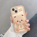 Protective Apple iPhone Back Cover - 3D Cute Teddy Bear Stand Holder iPhone Soft Silicone Rubber Case - Style 3