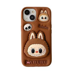 Protective Apple iPhone Back Cover - 3D Labubu Monster Brown Phone Holder Trending Shockproof Rubber Silicone iPhone Case - Style 7