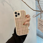 Protective Apple iPhone Back Cover - White Brown Knitted iPhone Fabric Silicone Soft Case