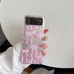 Samsung Z Flip Pink Silver Bow Lanyard Pre-Order Case Mobile Case by CoverMeUp - Style 4