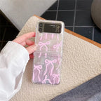 Samsung Z Flip Pink Silver Bow Lanyard Pre-Order Case Mobile Case by CoverMeUp - Style 5