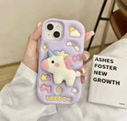 Protective Apple iPhone Back Cover - 3D Unicorn Dancing Light Phone Holder Trending Shockproof Rubber Silicone iPhone Case