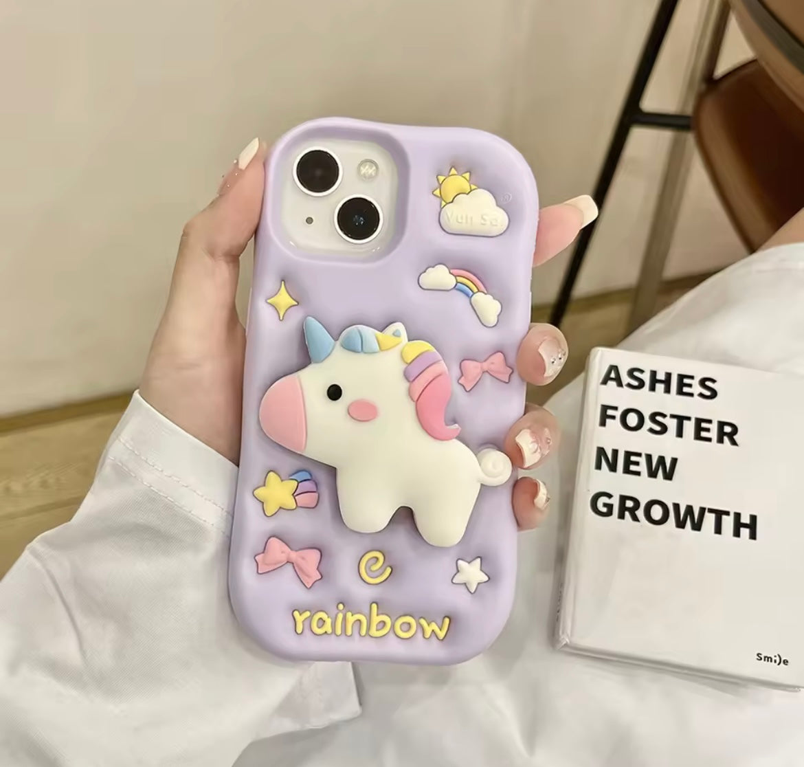 Protective Apple iPhone Back Cover - 3D Unicorn Dancing Light Phone Holder Trending Shockproof Rubber Silicone iPhone Case