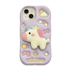 Protective Apple iPhone Back Cover - 3D Unicorn Dancing Light Phone Holder Trending Shockproof Rubber Silicone iPhone Case - Style 7
