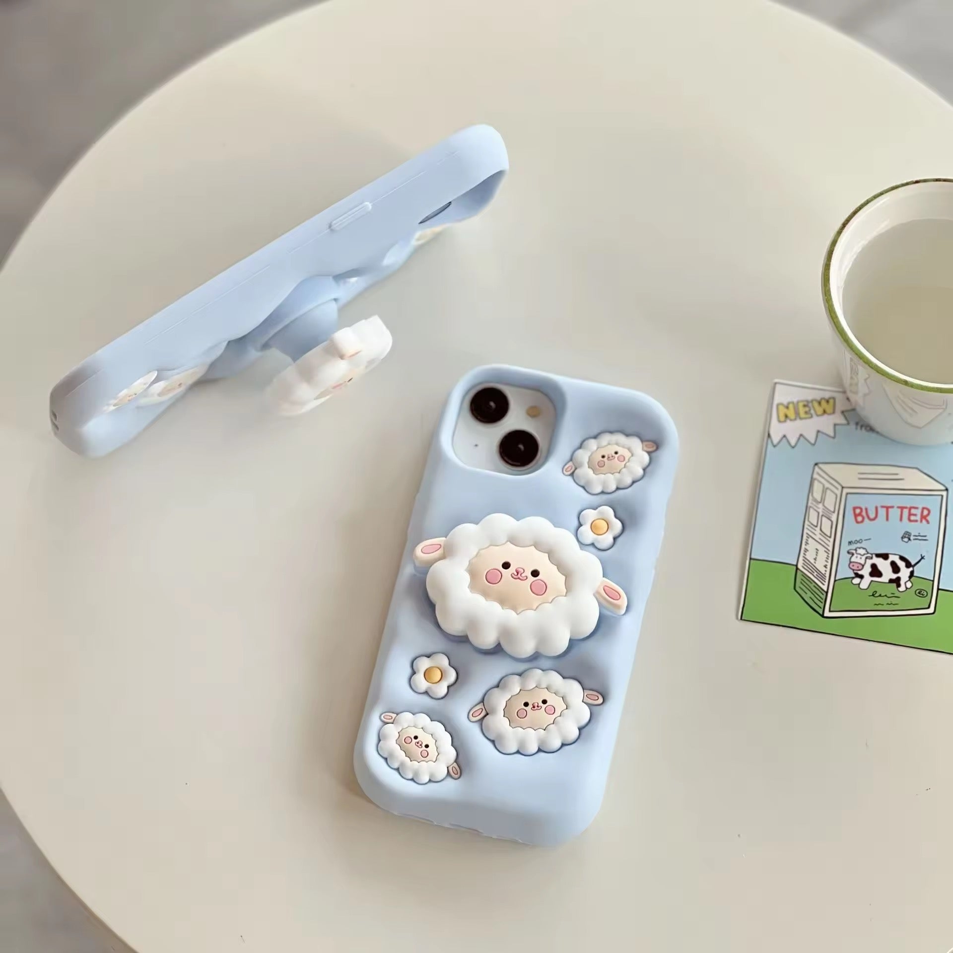 Protective Apple iPhone Back Cover - 3D iPhone Samsung Redmi Sheep Pre-Order Phone Holder Stand Rubber Silicone Case - Style 6