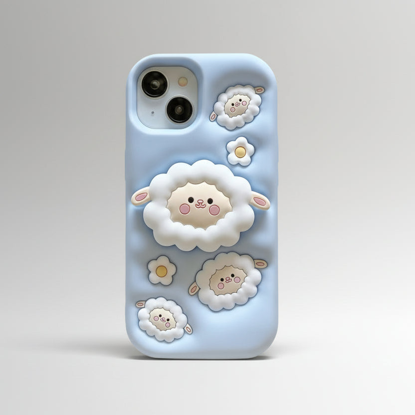 Protective Apple iPhone Back Cover - 3D iPhone Samsung Redmi Sheep Pre-Order Phone Holder Stand Rubber Silicone Case