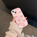 Protective Apple iPhone Back Cover - 3D iPhone Samsung Redmi Pink Kawaii Pearl Bow Pre-Order Phone Holder Stand Rubber Silicone Case - Style 2
